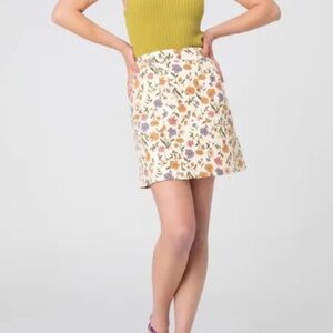 Princess Highway Heather Ditsy Drill Mini Skirt in Cream Size 10